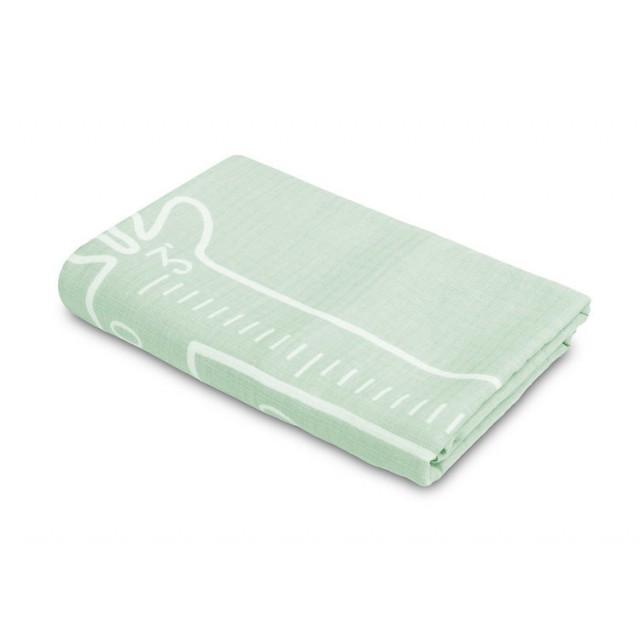 Muslin Photo Mat Giraffe Mint 120x120cm