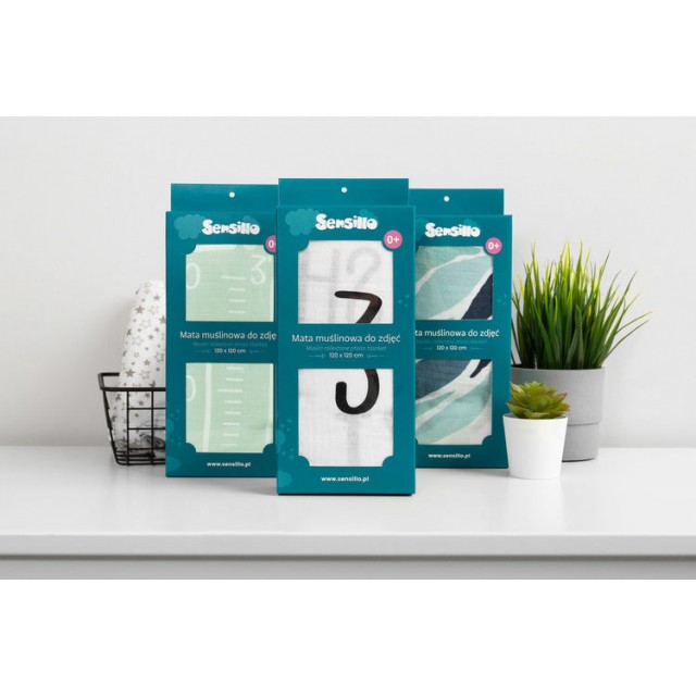 Muslin Photo Mat Giraffe Mint 120x120cm
