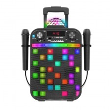 Karaoke Bluetooth speaker with 2 microphones and LED lamp, black