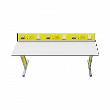 RFG Ученическа маса Flat, лабораторна, над VII клас, 180 х 60 х 75 cm, жълто-бяла