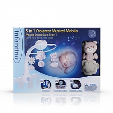Музикална въртележка с проектор 3в1, Infantino, Розово