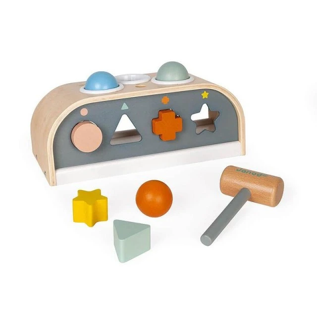 Wooden sorter with hammer and balls Sweet Cocoon