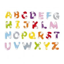 Комплект дървени магнитни букви, 52 броя