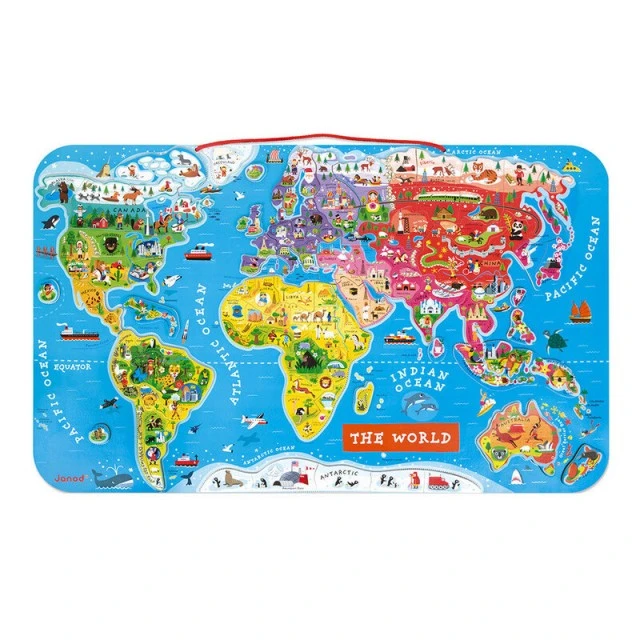 Educational game with magnets World map