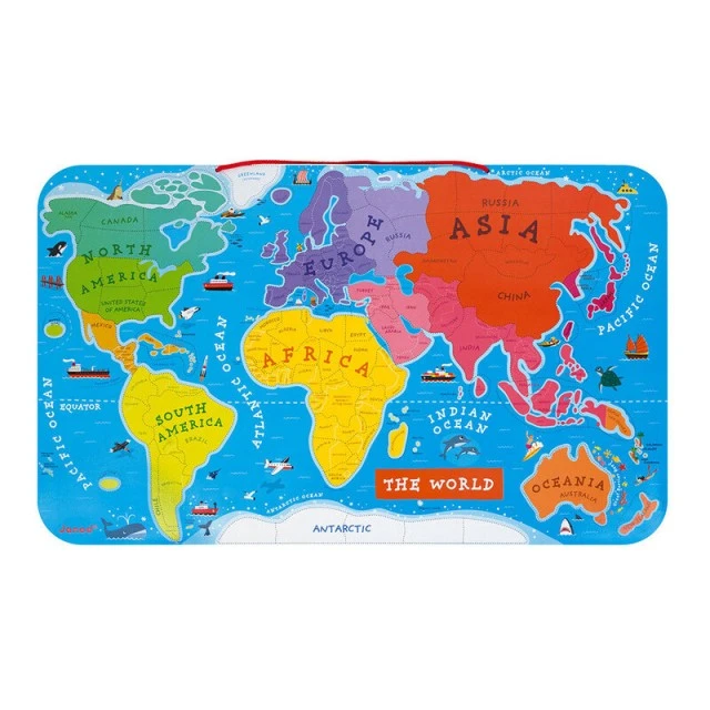 Educational game with magnets World map