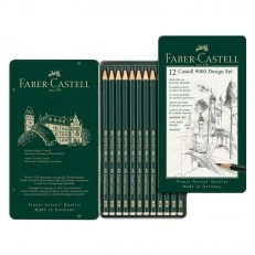 Faber-Castell Castell 9000 pencil, black graphite, set for designers, different hardnesses, 12 pieces