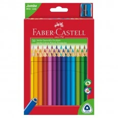 Faber-Castell Colored pencils Triangular Jumbo, 30 colors, with included sharpener