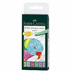 Faber-Castell Pitt Artist Pen brush marker B, 6 pastel colours