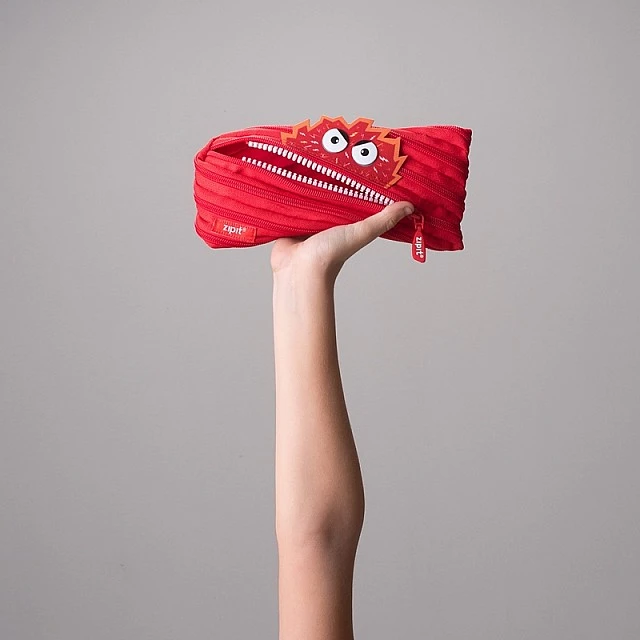 Zipit pencil case Talking Monstars, medium, red