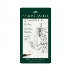 Faber-Castell Castell 9000 pencil, black graphite, set for artists, different hardnesses, 12 pieces