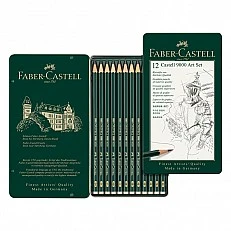 Faber-Castell Castell 9000 pencil, black graphite, set for artists, different hardnesses, 12 pieces