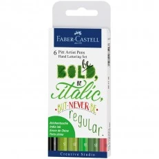Faber-Castell Pitt Artist brush marker calligraphy set, 6 green colours