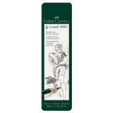Faber-Castell Castell 9000 graphite pencils, 6 pieces in metal tin