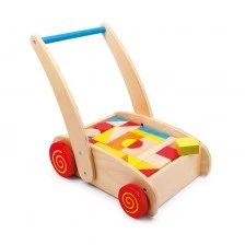 Small Foot wooden construction set with cart, 33 pieces, 37 x 28 x 39 cm