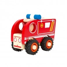 Small Foot Ambulance, wooden, 13 x 7 x 10 cm