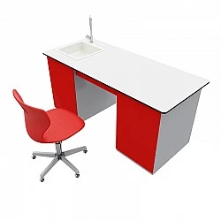 RFG Учителска маса, лабораторна, 160 х 70 х 75 cm, червено-бяла
