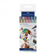Faber-Castell Markers, round, metallic, 1.5 mm, 12 colors