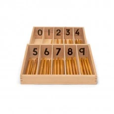 Nowa Szkola Montessori spindles, in a box