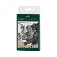 Faber-Castell Pitt fineliner XXS, S, F, M, B, C, Fude H, 8 pieces