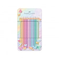 Faber-Castell Sparkle pencils, 12 pastel colours, metal tin