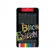 Faber-Castell Black Edition pencils, 12 colours, metal tin