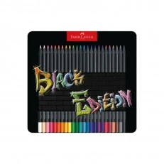 Faber-Castell Black Edition pencils, 24 colours, metal tin