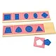 Set of geometric shapes, metallic, blue with pink frames
