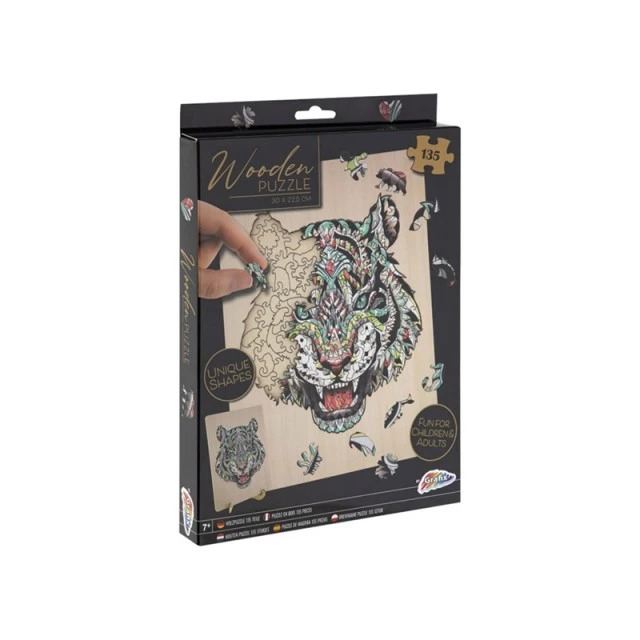 Grafix Puzzle Tiger, unique shapes, wooden, 135 pieces