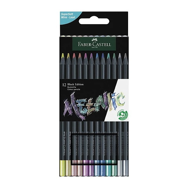 Faber-Castell Black Edition Metallic pencils, 12 colours