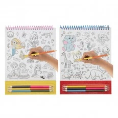 Grafix Книжка за оцветяване на стикери, с включени 3 двойни молива, асорти, 48 броя