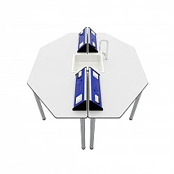RFG Ученическа маса Hexa, лабораторна, над VII клас, 170 х 140 х 75 cm, синьо-бяла
