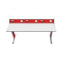 RFG Ученическа маса Flat, лабораторна, над VII клас, 180 х 60 х 75 cm, червено-бяла