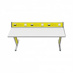 RFG Ученическа маса Flat, лабораторна, над VII клас, 180 х 60 х 75 cm, жълто-бяла