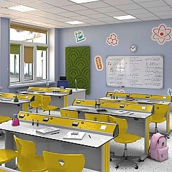 RFG physics classroom Flat above 7th grade for 24 students white/yellow