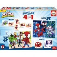Playset, Educa, Spidey and his friends, Dominoes, Memories and 2 puzzles