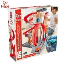 Three-level wooden garage with track and looping