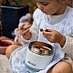 Термос за храна от неръждаема стомана 500ml син капак-бяло