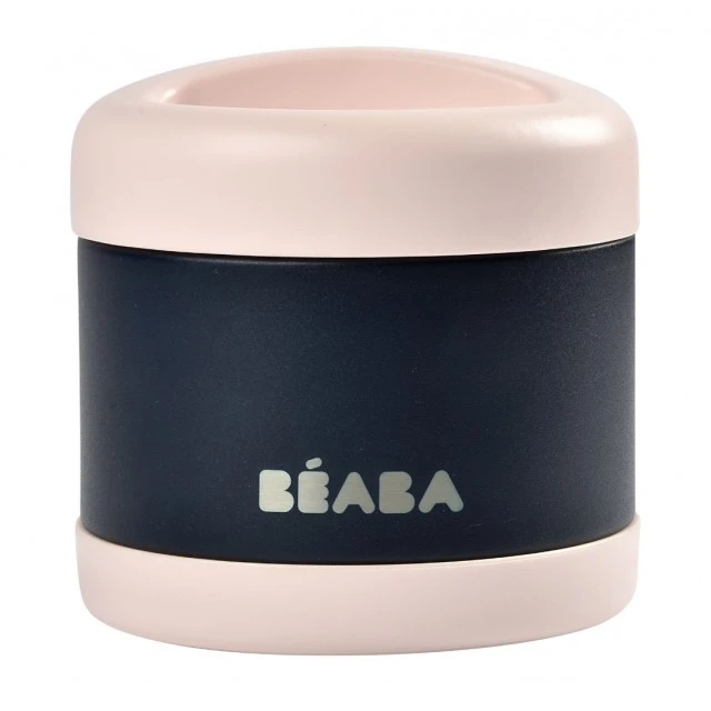 Stainless steel food thermos 500ml pink lid-dark blue