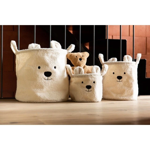 Kош за съхранение 25x20x20 см teddy бял