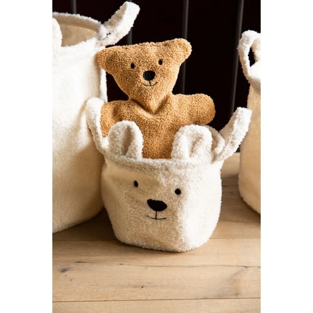 Kош за съхранение 25x20x20 см teddy бял