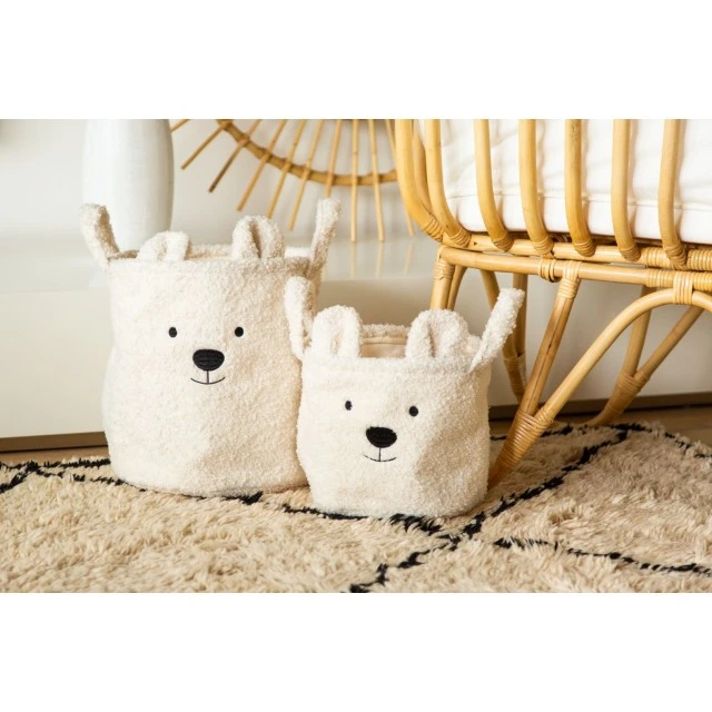 Kош за съхранение 30x30x30 см teddy бял