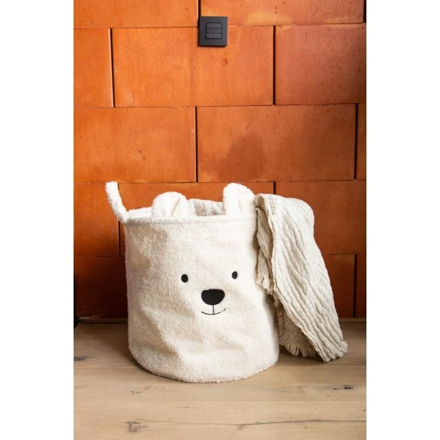 Storage basket 40x40x40 cm teddy white