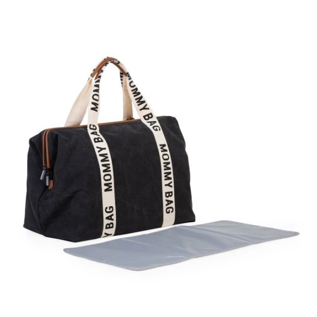 Mommy bag чанта за мама - Signature - черна, релефна