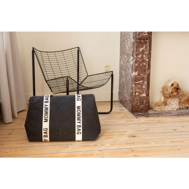 Mommy bag чанта за мама - Signature - черна, релефна