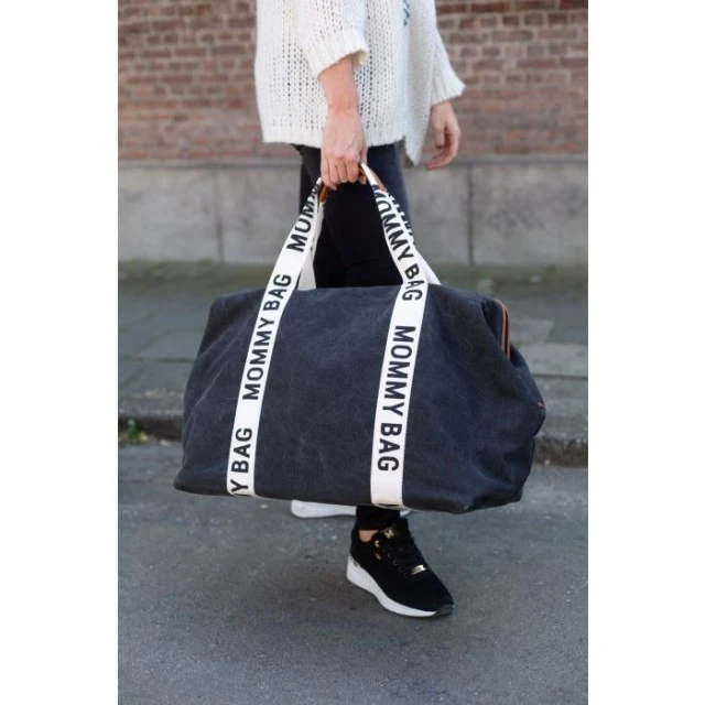 Mommy bag чанта за мама - Signature - черна, релефна