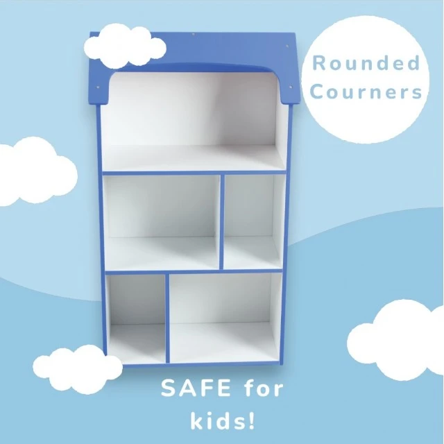 Детска Дървена Етажерка за Съхранение на Играчки и Книжки - Къщичка UNIVERSE