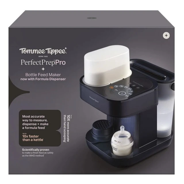Уред за автоматично приготвяне на адаптирано мляко Tommee Tippee PerfectPrep Pro, Hot Shot технология, антибактериален филтър, прецизно дозиране от 120 до 330 мл, цифров дисплей, приложение за iOS и Android