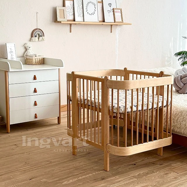 Трансформиращо Легло 5в1 Nika 60x95/60x120см Сив + Натур Ingvart