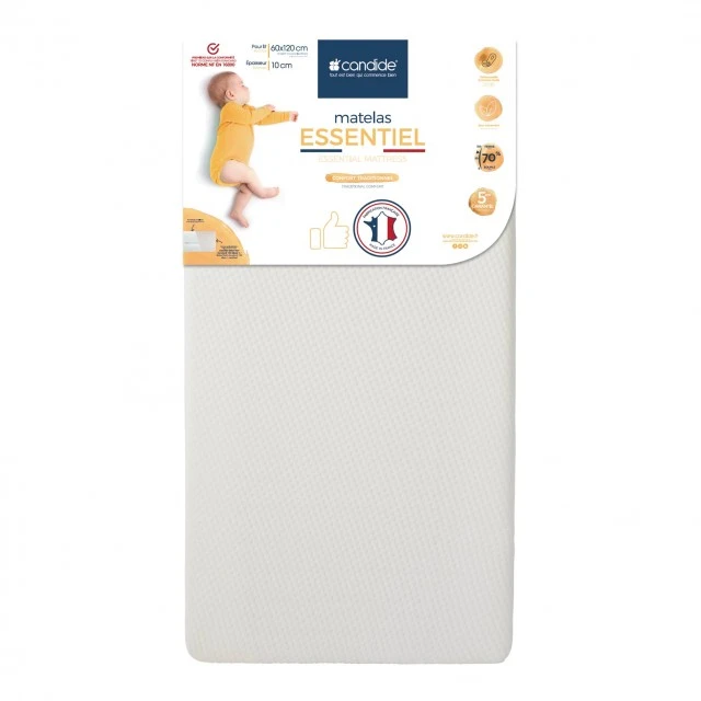 Universal breathable mattress for bed 60 x 120 cm (10 cm thick) Candide