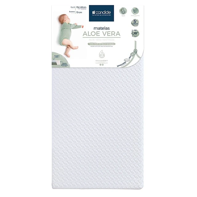 Aloe Vera mattress with removable cover for bed 60 x 120 cm (10 cm thick) Candide